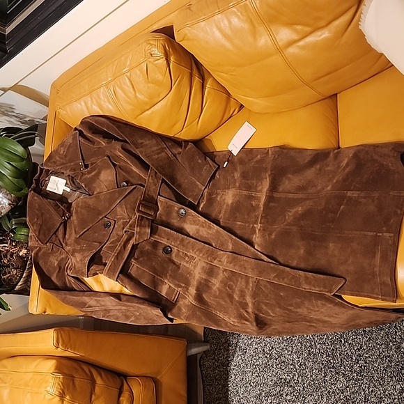 Corrin Faux Suede Trench Coat - Picture 14 of 16